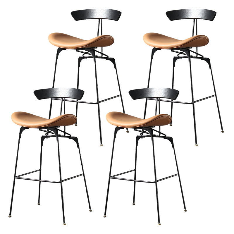Modern Armless Backrest Counter Stool Iron Milk Tea Shop Bar Stool with Cushion and Pedal
