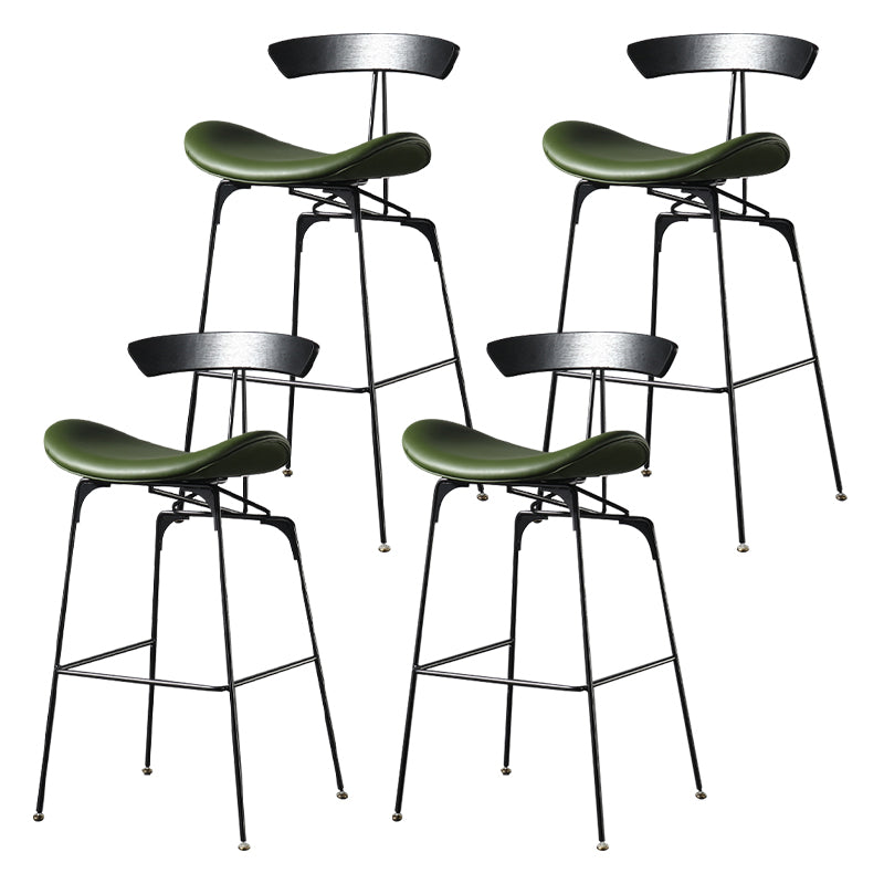 Modern Armless Backrest Counter Stool Iron Milk Tea Shop Bar Stool with Cushion and Pedal