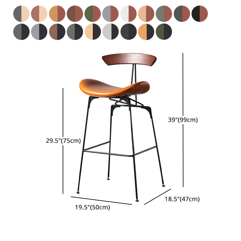 Modern Armless Backrest Counter Stool Iron Milk Tea Shop Bar Stool with Cushion and Pedal