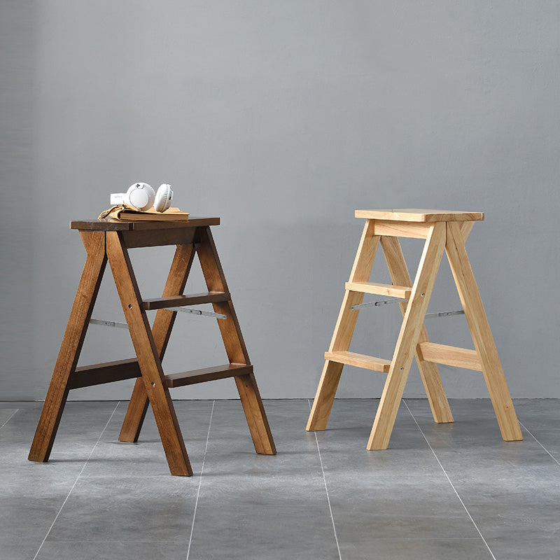 Taburete de bar rectangular apilable, taburete de bar de madera moderno sin brazos con reposapiés