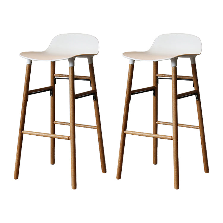 Modern Armless Backrest Counter Stool Wood Household Bar Stool with Plastic Seat