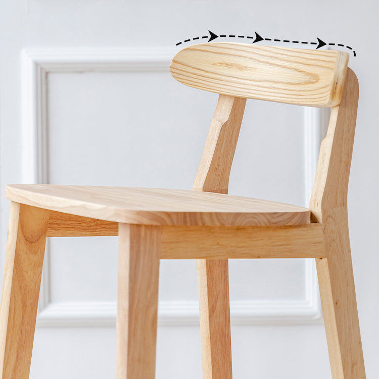 Taburete de bar sin brazos de madera de roble, taburete de bar interior moderno con respaldo y reposapiés
