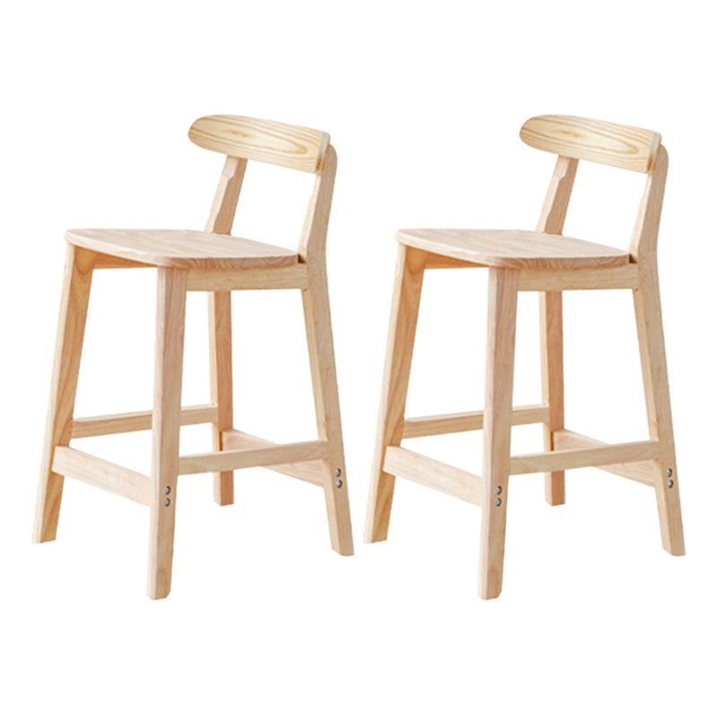 Taburete de bar sin brazos de madera de roble, taburete de bar interior moderno con respaldo y reposapiés