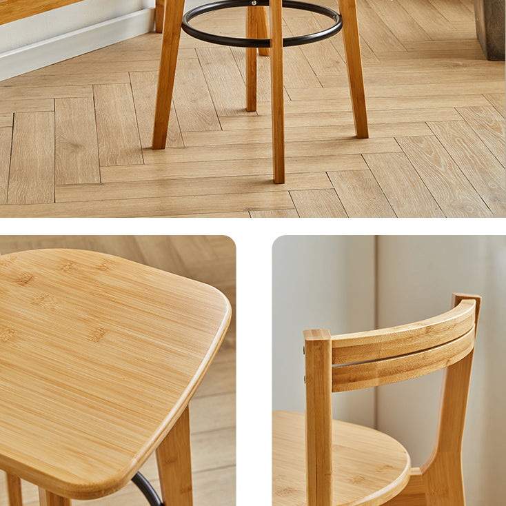 Contemporary Bar Stool Armless Wood Low Back Counter Chair with Footrest