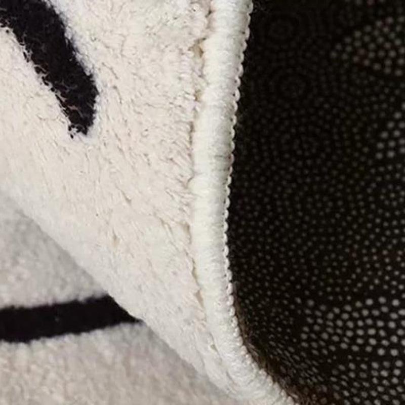 White Line Pattern Rug Polyester Modern Rug Washable Rug for Drawing Room