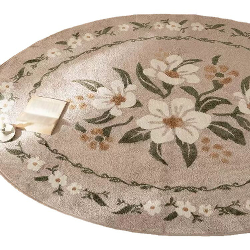 Contemporary Pastoral Flower Rug Indoor Rug Stain Resistant Washable Anti-Slip Backing Rug