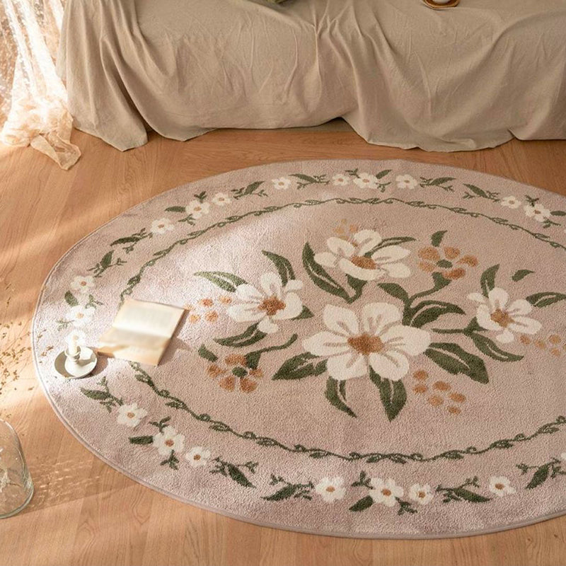 Contemporary Pastoral Flower Rug Indoor Rug Stain Resistant Washable Anti-Slip Backing Rug