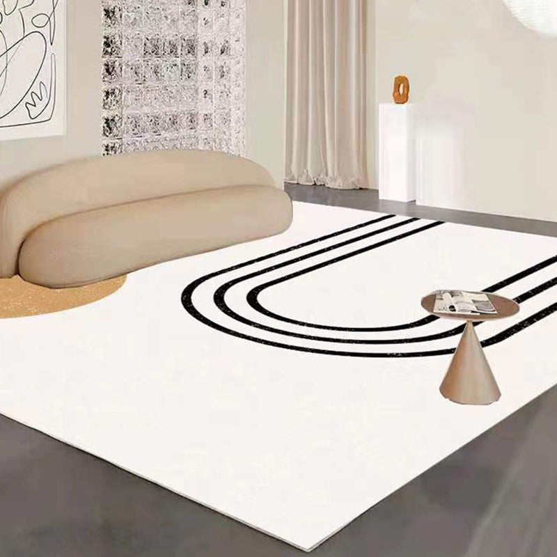 White Color Lump Rug Polyester Simple Rug Stain Resistant Rug for Drawing Room