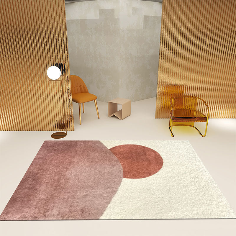 Beige Modern Rug Polyester Circle Rug Non-Slip Backing Rug for Home Decoration