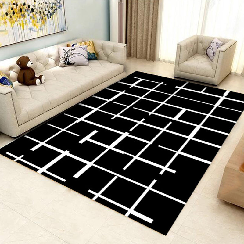 Modern Geometric Lattice Pattern Rug Polyester Rug Washable Rug for Home Decor