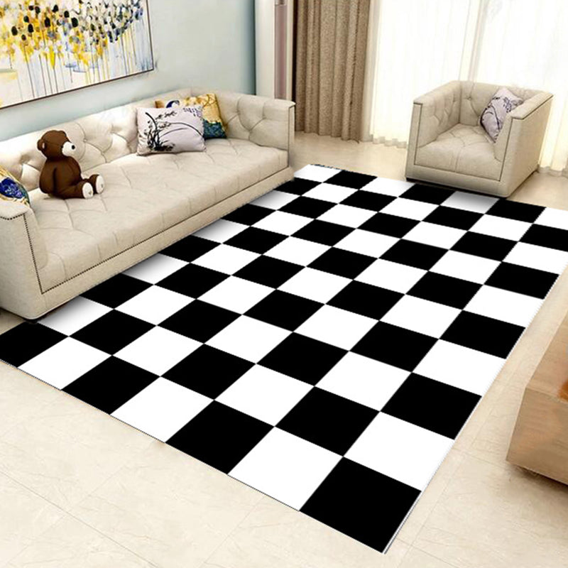Modern Geometric Lattice Pattern Rug Polyester Rug Washable Rug for Home Decor