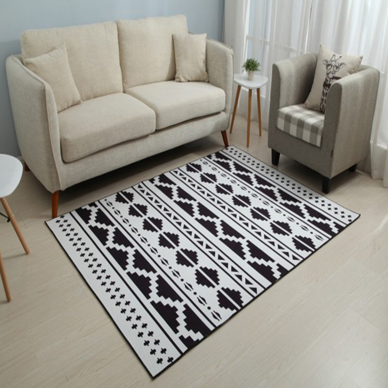 Modern Geometric Lattice Pattern Rug Polyester Rug Washable Rug for Home Decor