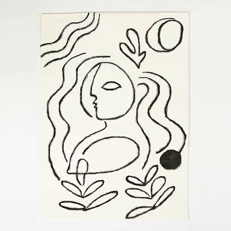 Contemporary Rug Polyester Abstract Face Rug Washable Rug for Living Room