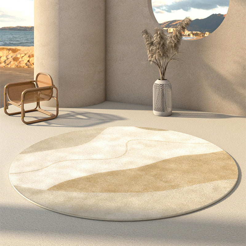 Beige Rug Polyster Area Carpet Non-Slip Backing Easy Care Indoor Rug for Home Decor