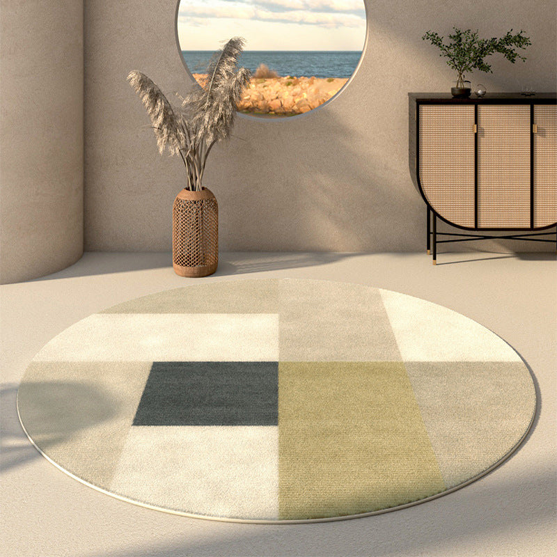 Beige Rug Polyster Area Carpet Non-Slip Backing Easy Care Indoor Rug for Home Decor