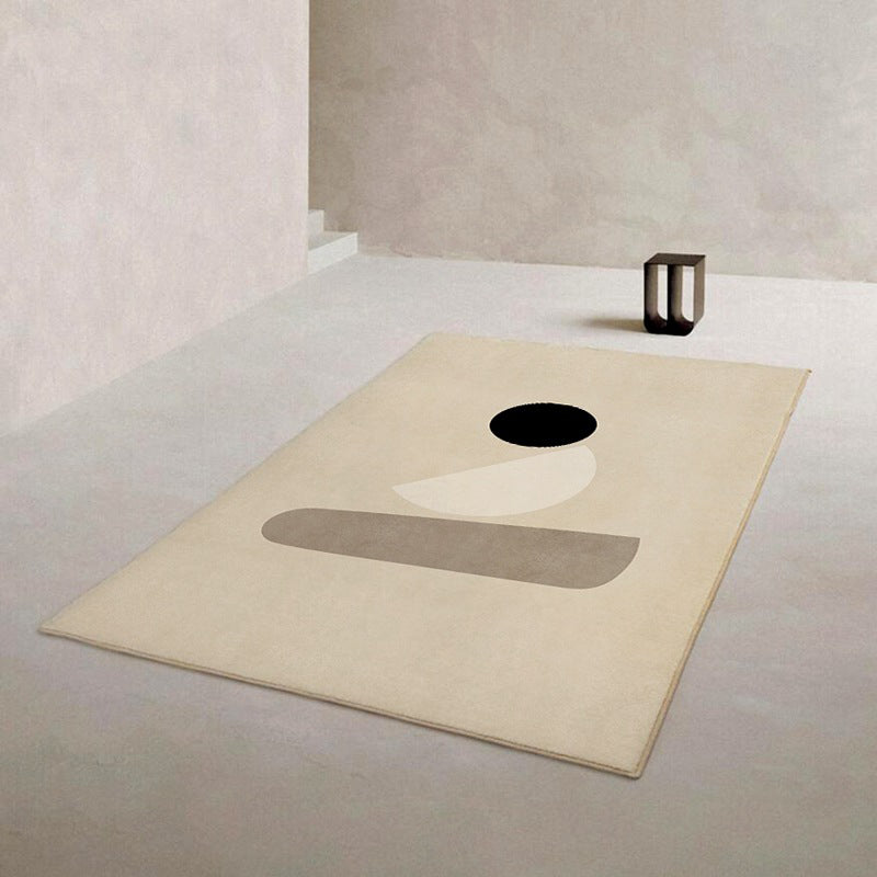 Black Anomalous Pattern Rug Polyester Modern Rug Non-Slip Backing Rug for Living Room