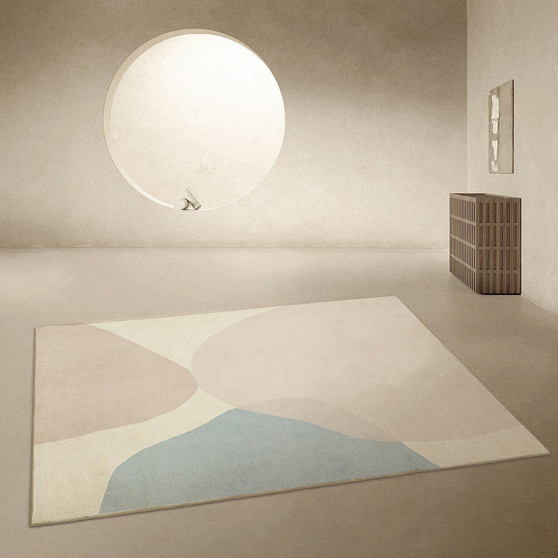 Black Anomalous Pattern Rug Polyester Modern Rug Non-Slip Backing Rug for Living Room