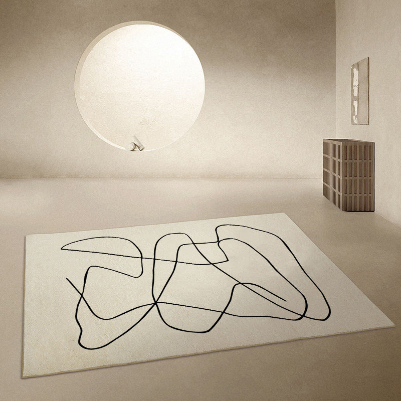 Beige Modern Rug Polyester Irregular Line Rug Stain Resistant Rug for Drawing Room