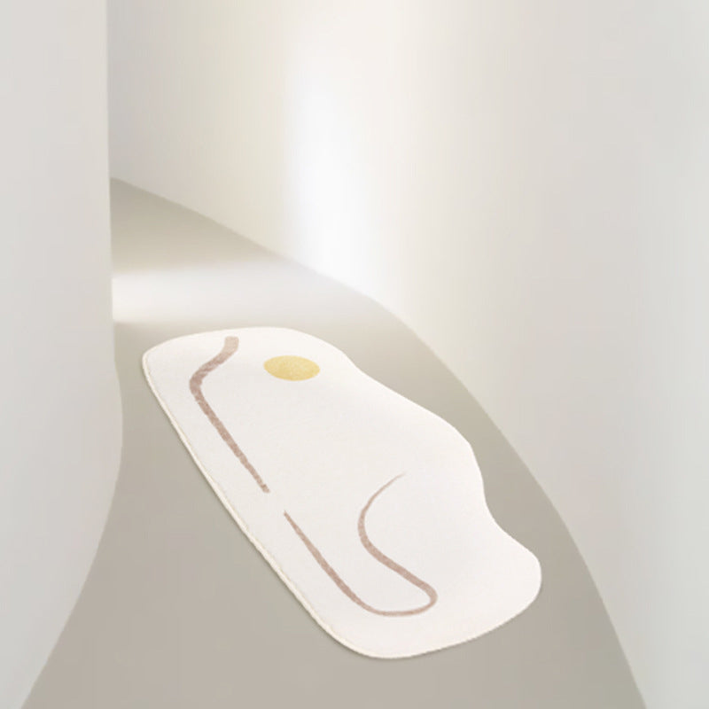 White Casual Rug Polyester Stripe Rug Non-Slip Backing Rug for Drawing Room