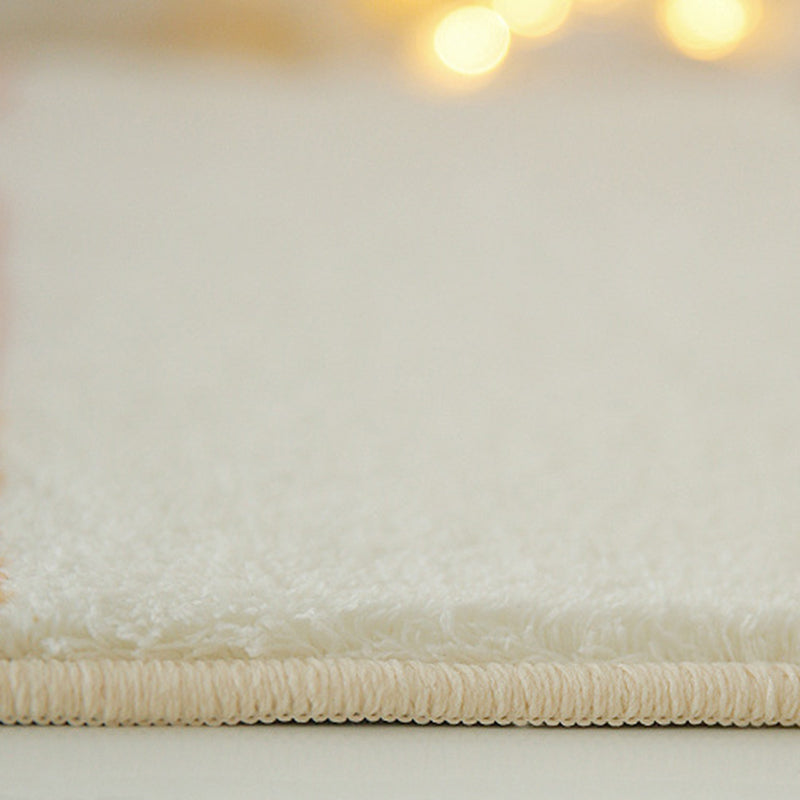 White Casual Rug Polyester Stripe Rug Non-Slip Backing Rug for Drawing Room