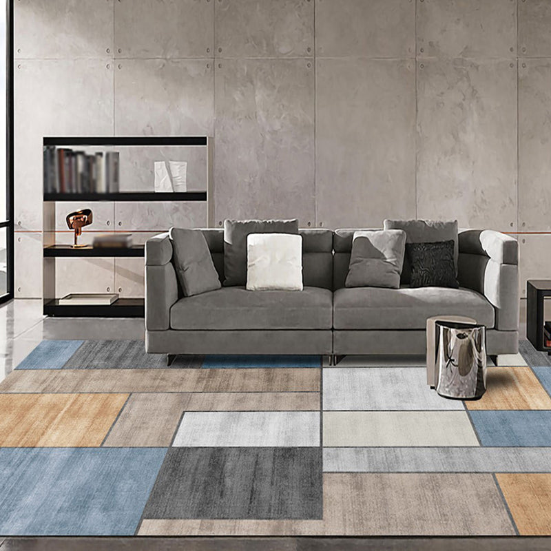 Brown Modern Rug Polyester Square Rug Non-Slip Backing Rug for Living Room