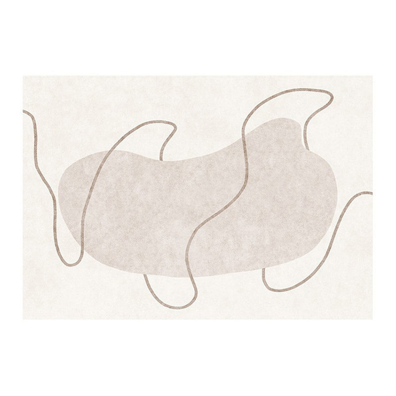 Light Brown Line Rug Polyester Simple Rug Non-Slip Backing Rug for Home Decor