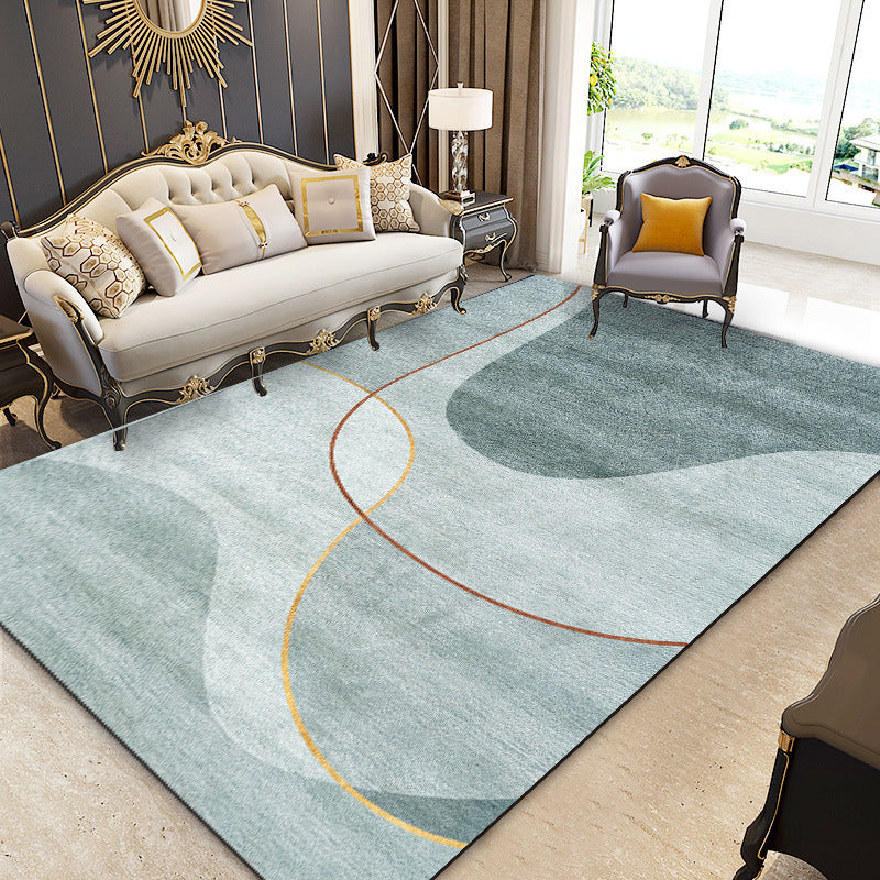 Beige Color Piece Rug Polyester Line Indoor Rug Non-Slip Backing Rug for living Room