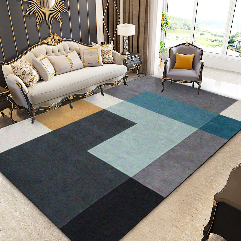 Beige Color Piece Rug Polyester Line Indoor Rug Non-Slip Backing Rug for living Room