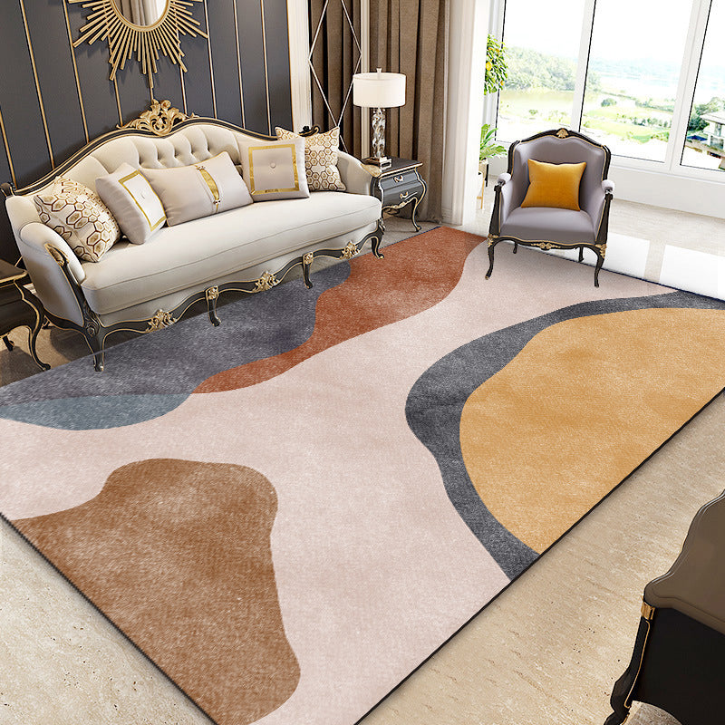 Beige Color Piece Rug Polyester Line Indoor Rug Non-Slip Backing Rug for living Room