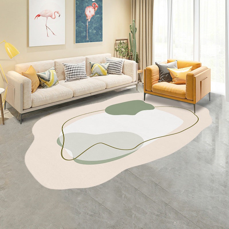 Lichtgroene kleurblokklaap polyester eenvoudig vloerkleurbestendig vloerkleed voor woningdecoratie