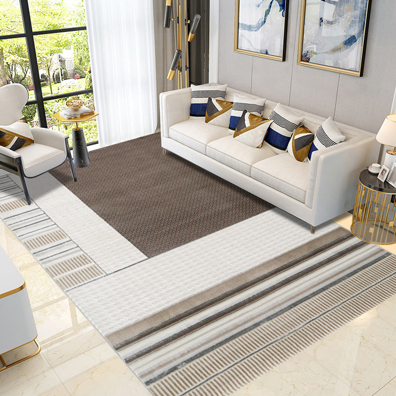 Gray Abstract Line Rug Polyester Modern Rug Non-Slip Backing Rug for Home Decor