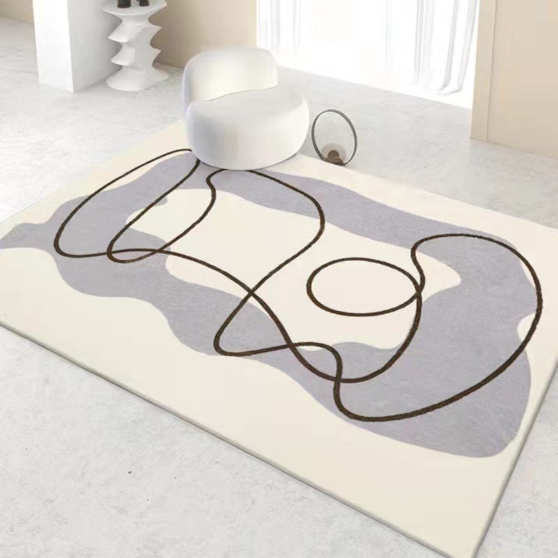 Modern Living Room Rug Polyester Washable Rug Pet Friendly Non-Slip Carpet for Living Room