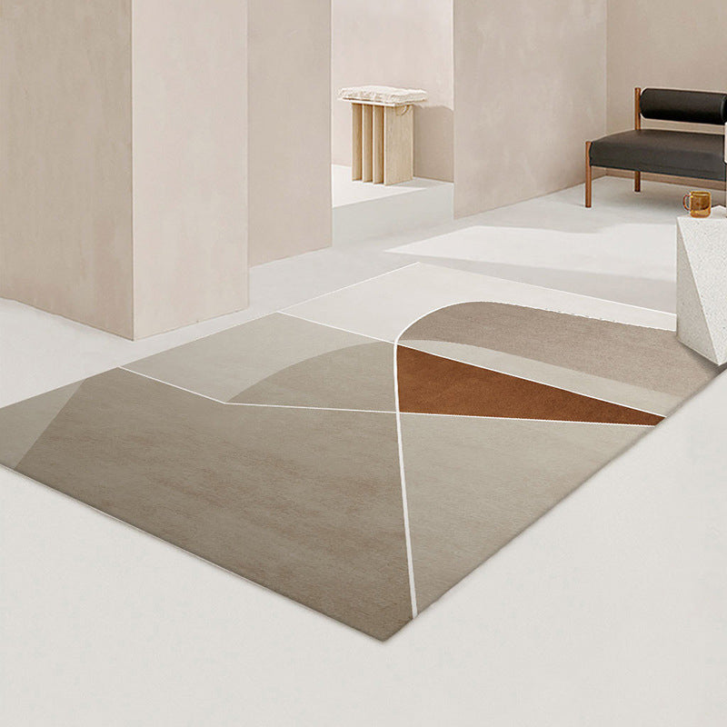 Simple Light Carpet Colored Block Area Carpet Polyester Non-Slip Pet Friendly Rug