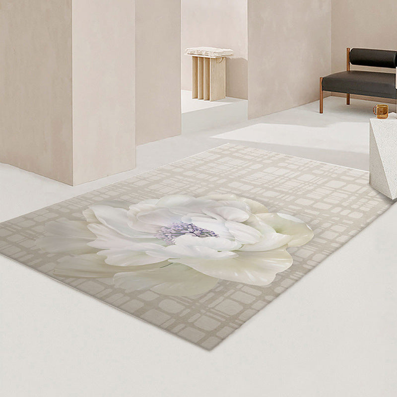 Simple Light Carpet Colored Block Area Carpet Polyester Non-Slip Pet Friendly Rug