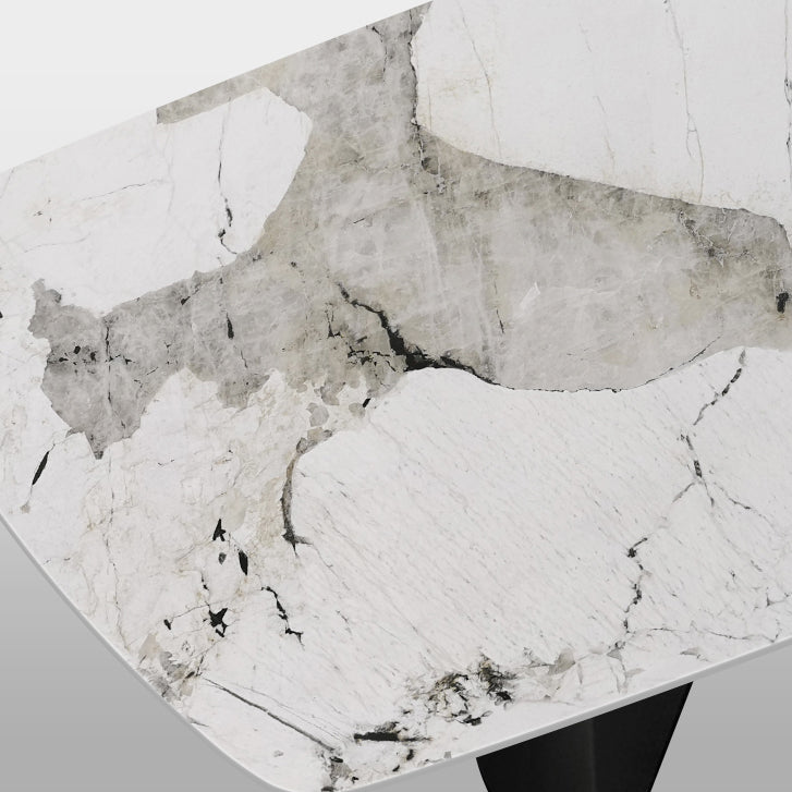 Mesa de comedor de piedra sinterizada para mesa rectangular de restaurantes con pedestal doble