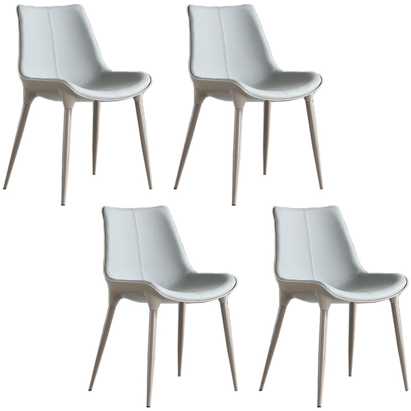 Silla de comedor de metal contemporáneo, sillas de comedor de cuero para uso doméstico