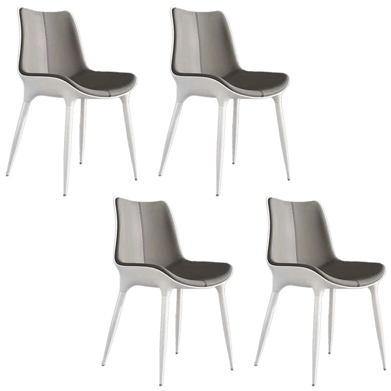 Silla de comedor de metal contemporáneo, sillas de comedor de cuero para uso doméstico