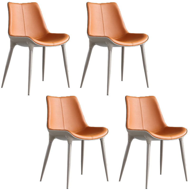 Silla de comedor de metal contemporáneo, sillas de comedor de cuero para uso doméstico