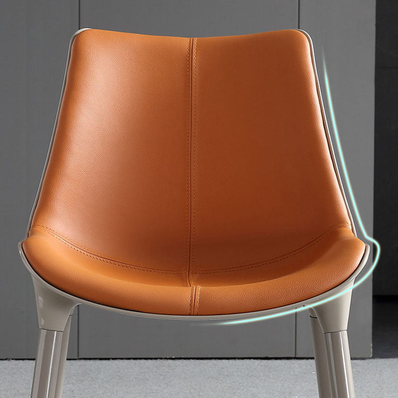 Silla de comedor de metal contemporáneo, sillas de comedor de cuero para uso doméstico