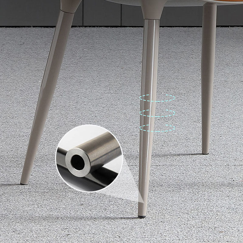 Silla de comedor de metal contemporáneo, sillas de comedor de cuero para uso doméstico
