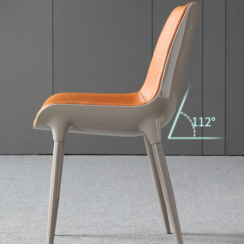 Silla de comedor de metal contemporáneo, sillas de comedor de cuero para uso doméstico