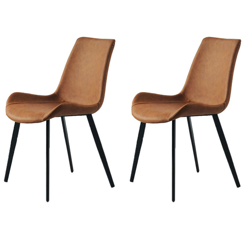 Silla de comedor tapizada de metal con respaldo sólido industrial para interiores (juego de 2)