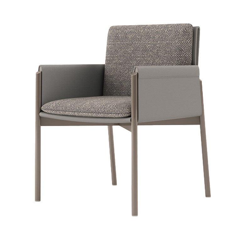 Silla de comedor de tela de lino minimalista, silla individual con brazo trasero sólido para cocina