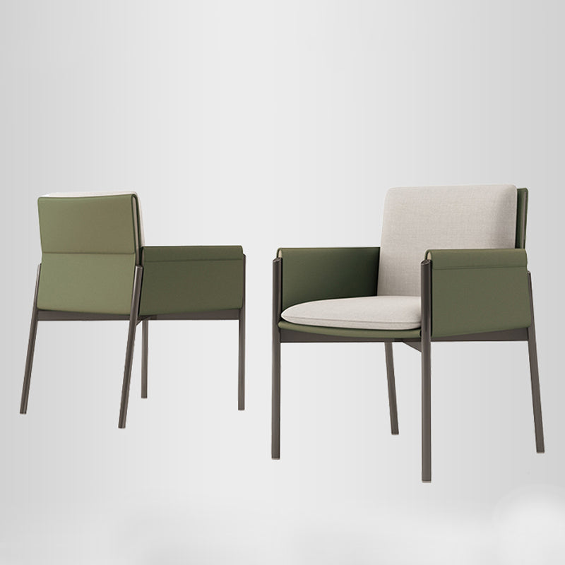 Silla de comedor de tela de lino minimalista, silla individual con brazo trasero sólido para cocina