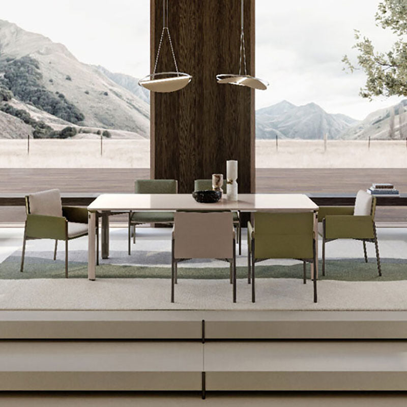 Silla de comedor de tela de lino minimalista, silla individual con brazo trasero sólido para cocina