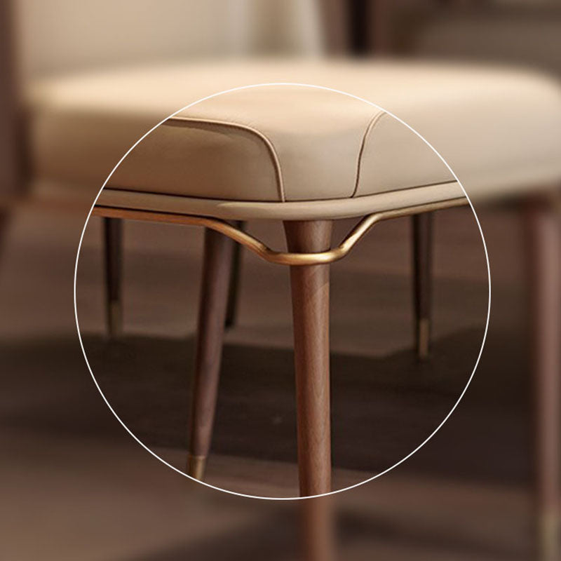 Sillas de comedor de cuero de estilo minimalista tapizadas sin brazos con respaldo sólido (juego de 4)