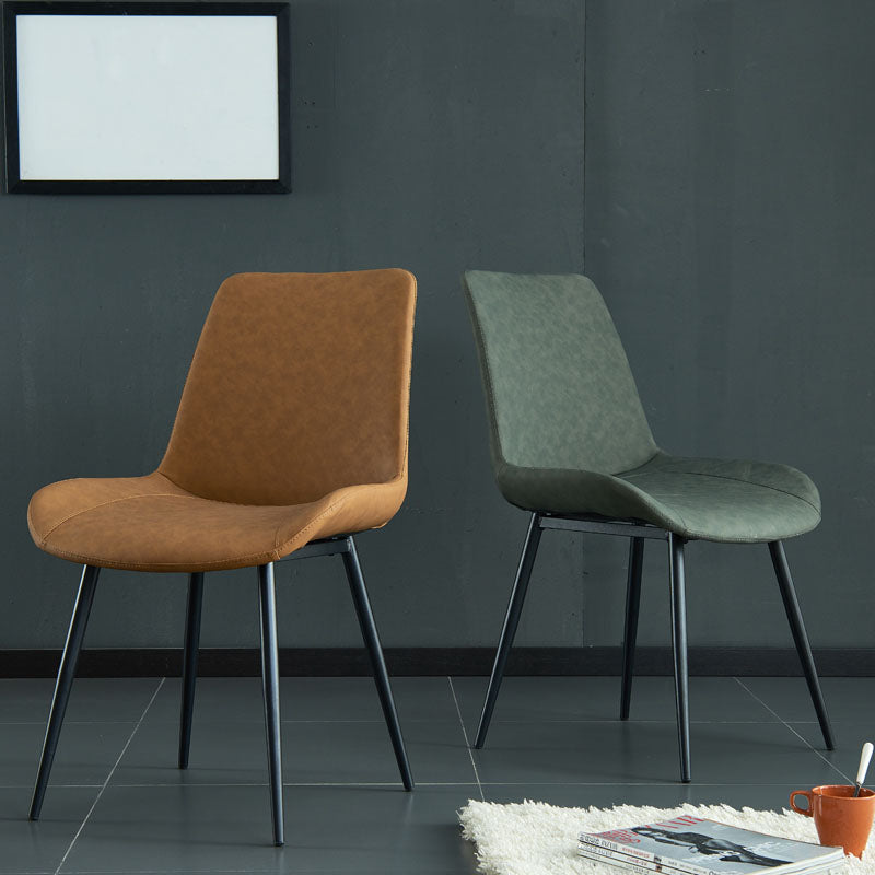 Industriële stijl lederen eetkamerstoelen stevige achterarm eetkamerstoelen voor keuken (set van 2)