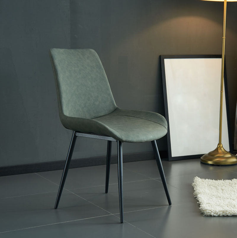 Industriële stijl lederen eetkamerstoelen stevige achterarm eetkamerstoelen voor keuken (set van 2)