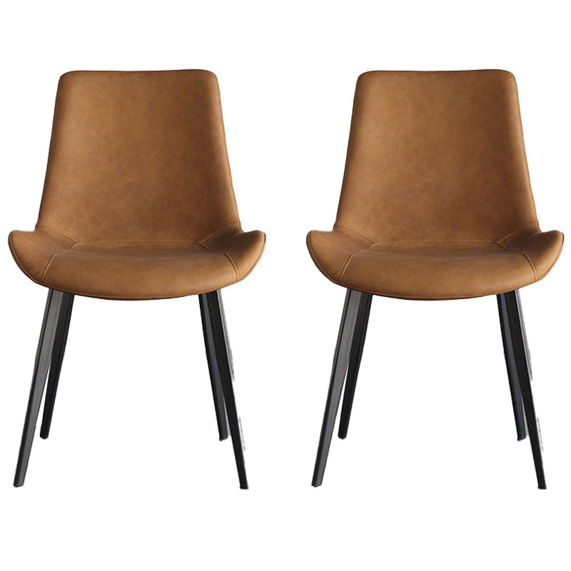 Sillas auxiliares de comedor de cuero de estilo industrial Silla con respaldo sólido para cocina (juego de 2)