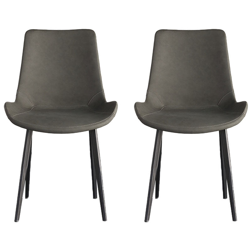 Sillas auxiliares de comedor de cuero de estilo industrial Silla con respaldo sólido para cocina (juego de 2)